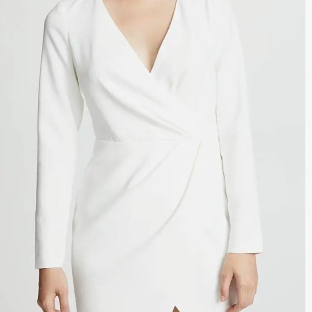 Black Halo Carie Faux Wrap Mini Dress Women Size 10 Ivory - Picture 13 of 14
